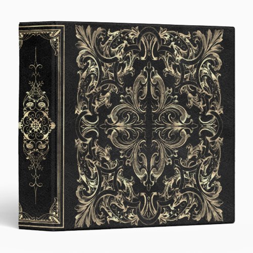 Elegant Ornamental Black and Gold Emblem Album 3 Ring Binder