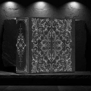 Elegant Ornamental Black and Silver Emblem Album 3 Ring Binder