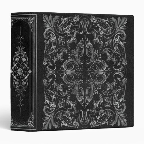 Elegant Ornamental Black and Silver Emblem Album 3 Ring Binder