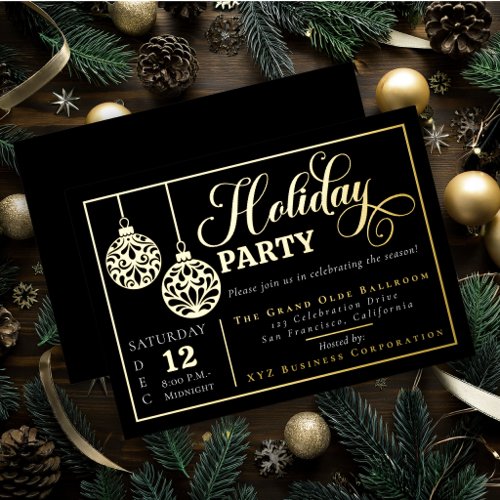 Elegant Ornamental Christmas Baubles Holiday Party Foil Invitation