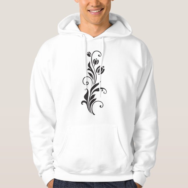Elegant Ornamental Floral Flower Art Hoodie (Front)