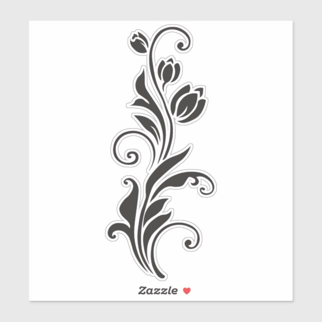 Elegant Ornamental Floral Flower Art Sticker (Sheet)
