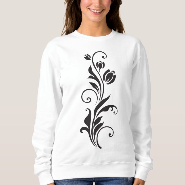 Elegant Ornamental Floral Flower Art Sweatshirt (Front)