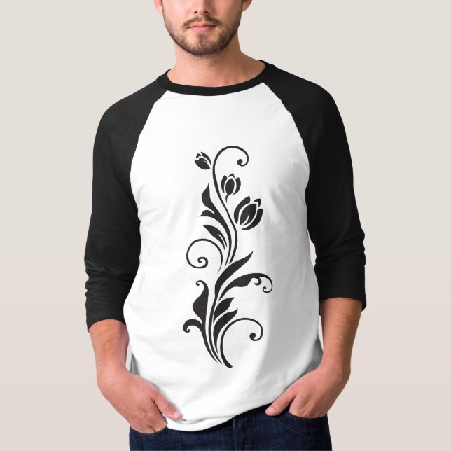 Elegant Ornamental Floral Flower Art T-Shirt (Front)