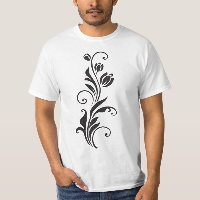 Elegant Ornamental Floral Flower Art T-Shirt (Front)