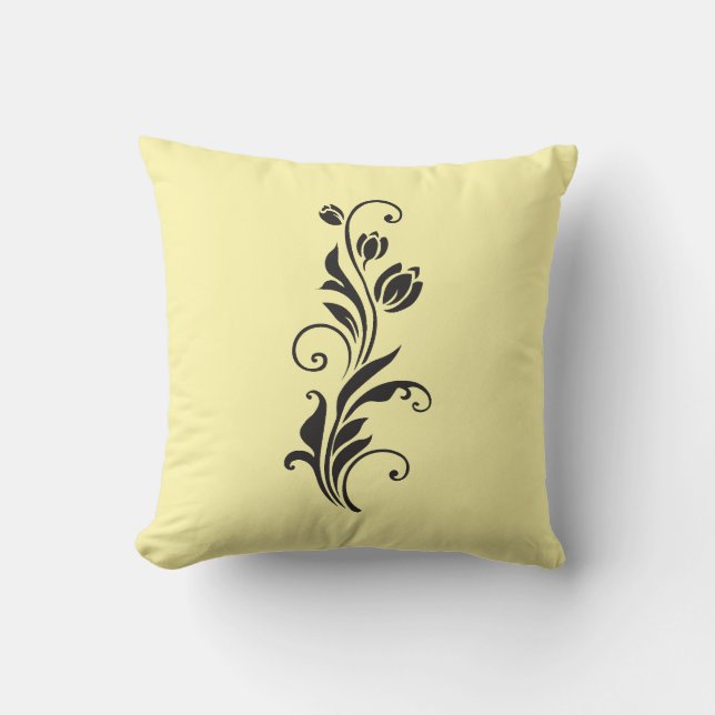 Elegant Ornamental Floral Flower Art Throw Pillow (Front)