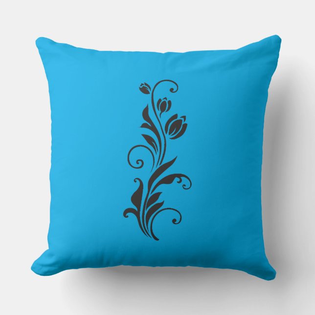 Elegant Ornamental Floral Flower Art Throw Pillow (Front)