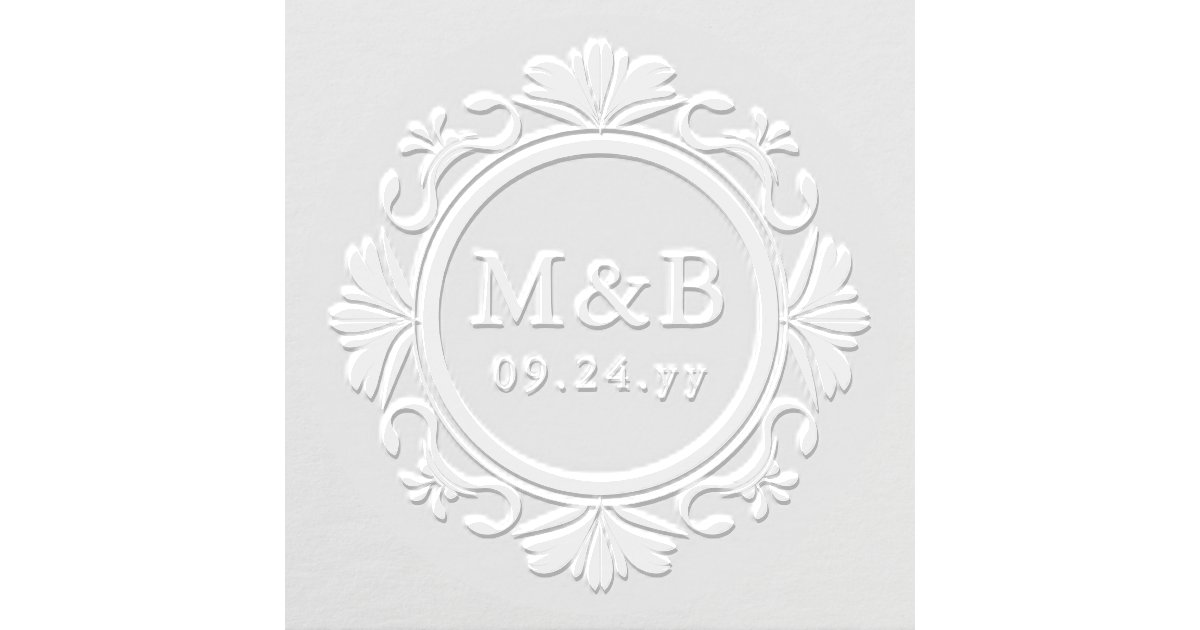 Elegant Ornamental Floral Frame Monogram Wedding Embosser | Zazzle