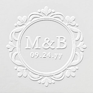 Elegant Ornamental Frame Monogram Wedding Custom Embosser