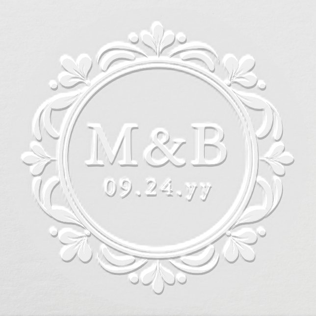 Elegant Ornamental Frame Monogram Wedding Custom Embosser (Design)