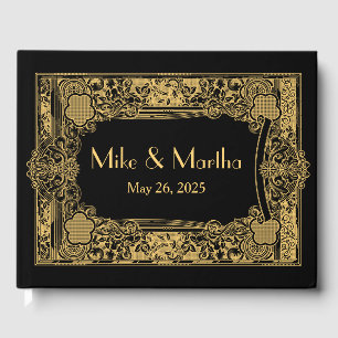 Elegant Ornamental Gold Frame Guest Book