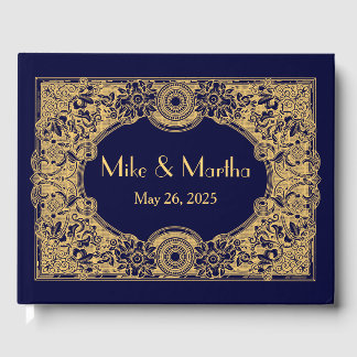 Elegant Ornamental Gold Frame Guest Book