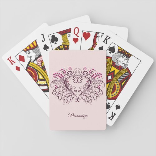 Elegant Ornamental Heart Design Personalized Playing Cards