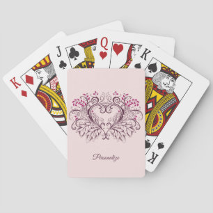 Elegant Ornamental Heart Design Personalized Poker Cards