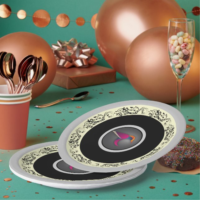 Elegant Ornamental Hummingbird Party Paper Plates (Multi)