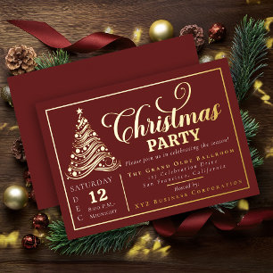 Elegant Ornamental Ribbon Tree Christmas Party Foil Invitation