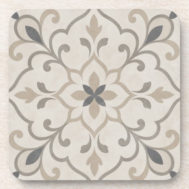 Elegant Ornamental Stone Tile Beverage Coaster (Front)