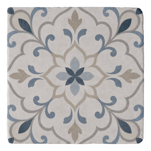 Elegant Ornamental Stone Tile Trivet (Front)