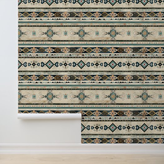 Elegant Ornamental Stripe Pattern Peel and Stick