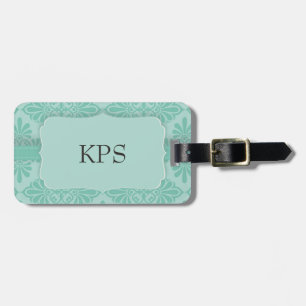 Elegant Ornamental Teal Monogram Luggage Tag