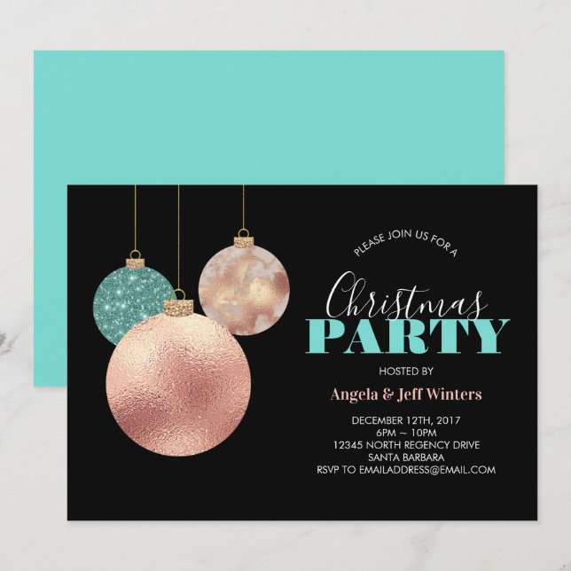 Elegant Ornaments Christmas Party 2 Invitation (Front/Back)