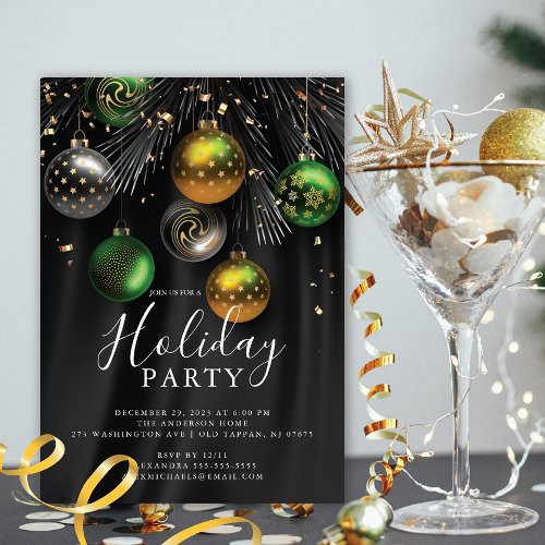 Elegant Ornaments Christmas Party Invitation