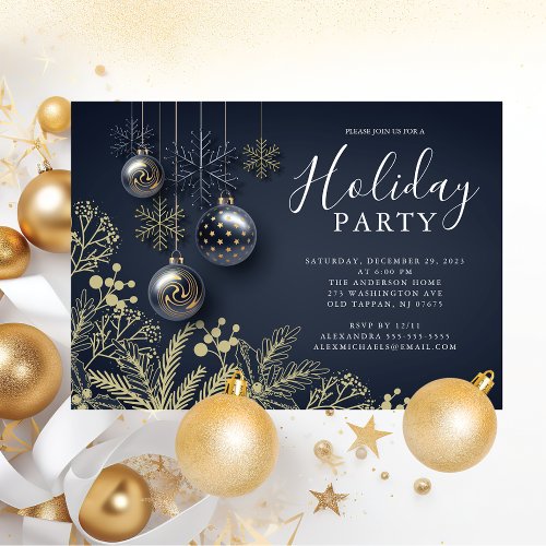 Elegant Ornaments Christmas Party Invitation