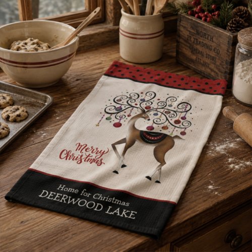 Elegant Ornaments Christmas Reindeer Personalized Kitchen Towel