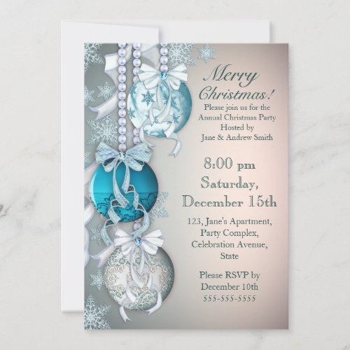 Elegant Ornaments Holiday Party Invitation