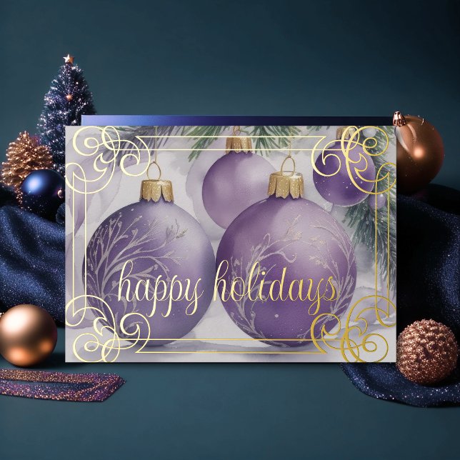 Elegant Ornaments Lavender Christmas Holiday Card (Creator Uploaded)