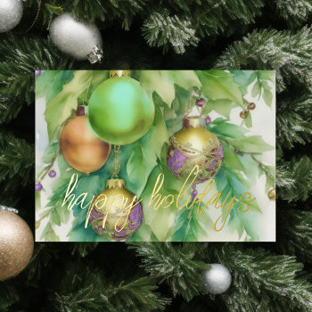 Elegant Ornaments Peach Mint Lavender Holiday Card by TailoredType at Zazzle