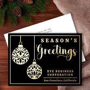 Elegant Ornaments Season's Greetings Business Foil Holiday Card
