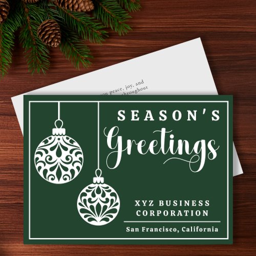 Elegant Ornaments Season's Greetings Business Holiday Card