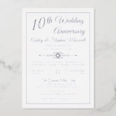 Elegant Ornate 10th Wedding Anniversary Party  Foil Invitation (Front)