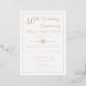 Elegant Ornate 40th Wedding Anniversary Party Foil Foil Invitation (Standing Front)