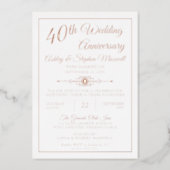 Elegant Ornate 40th Wedding Anniversary Party Foil Foil Invitation (Front)