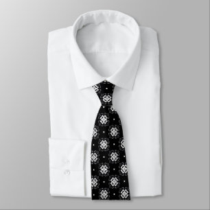Elegant Ornate Black and White Pattern Neck Tie