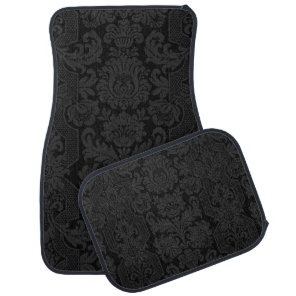 Elegant Ornate Black Victorian Damask  Car Floor Mat