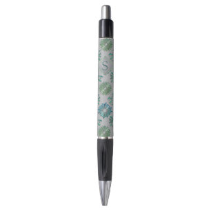Elegant Ornate Blue Green Pattern Monogram Pen