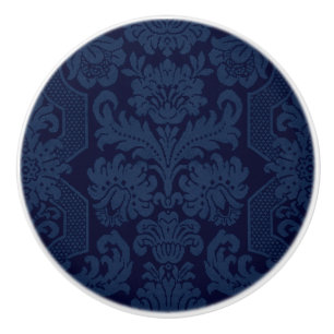 Elegant Ornate Blue Victorian Damask   Ceramic Knob