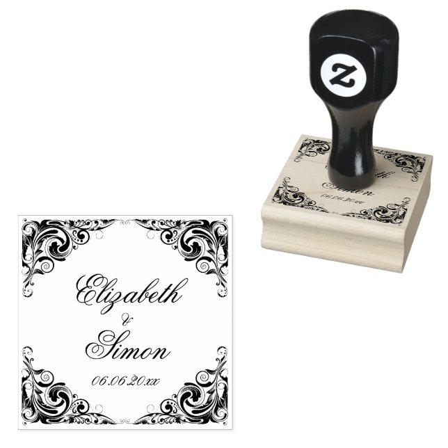 Elegant ornate chic classic fancy   wedding  rubber stamp (Stamped)