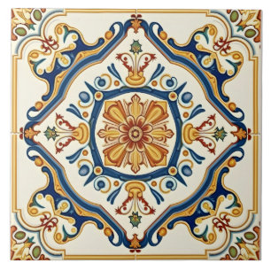 Elegant Ornate Colorful Spanish Ceramic Tile