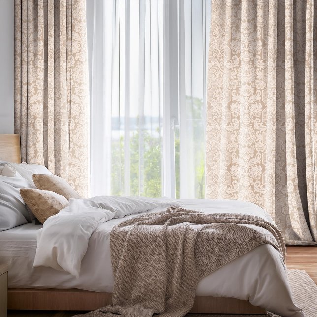 Elegant Ornate Cream Victorian Damask Blackout Curtains (Creator Uploaded)