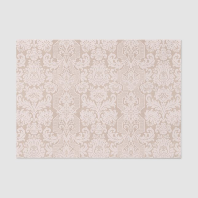 Elegant Ornate Cream Victorian Damask Tissue Paper (Front)