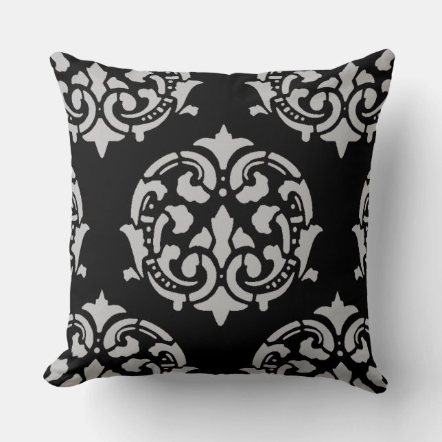 Elegant Ornate Damask Pattern Throw Pillow (Front)