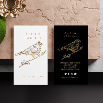 Elegant Ornate Decorative Peached Bird Logo White Business Card by moodthology at Zazzle
