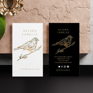 Elegant Ornate Decorative Peached Bird Logo White Business Card