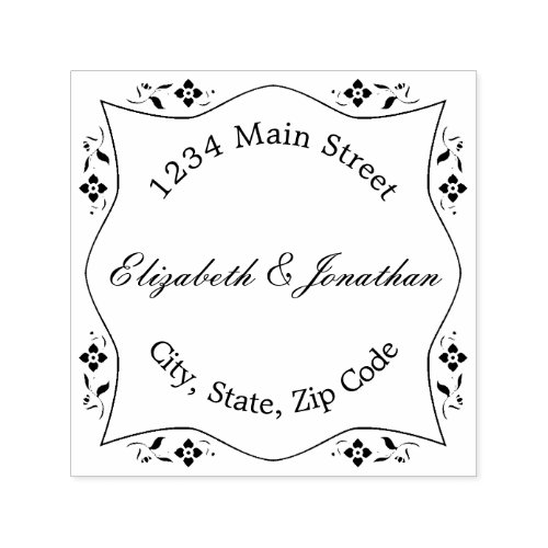 Elegant Ornate Floral Border Return Address Self_inking Stamp