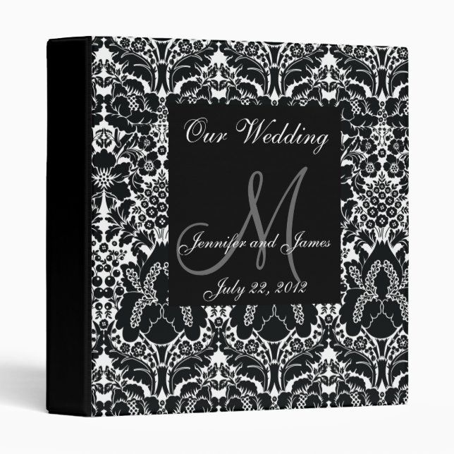 Elegant Ornate Floral Damask Wedding Planner Binder (Front/Spine)