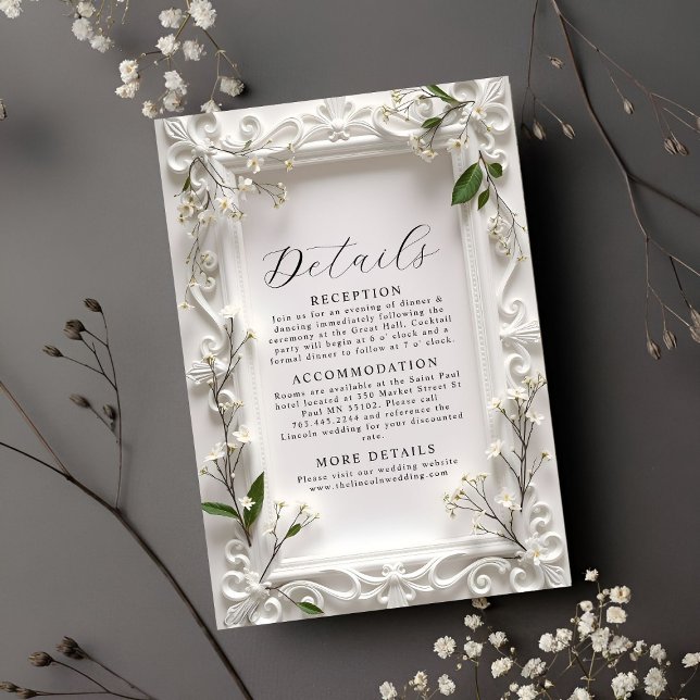 Elegant Ornate floral Green Leaves floral Details Enclosure Card (Creator Uploaded)